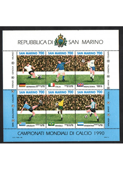 1990 Mondiali Calcio Italia Foglietto San Marino